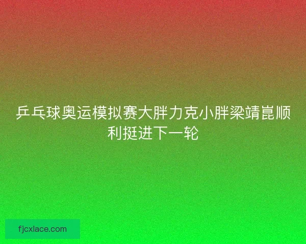 乒乓球奥运模拟赛大胖力克小胖梁靖崑顺利挺进下一轮 乒乓球奥运模拟赛大胖力克小胖梁靖崑顺利挺进下一轮