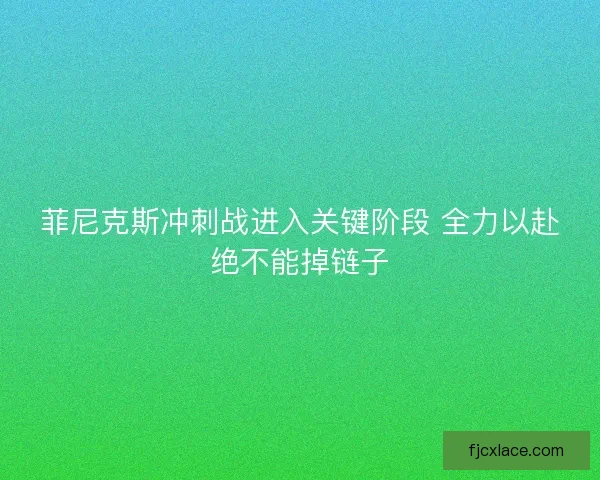 菲尼克斯冲刺战进入关键阶段 全力以赴绝不能掉链子