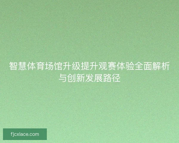 智慧体育场馆升级提升观赛体验全面解析与创新发展路径