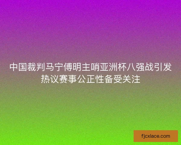 中国裁判马宁傅明主哨亚洲杯八强战引发热议赛事公正性备受关注