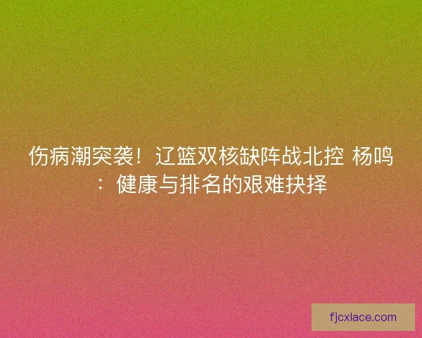 伤病潮突袭！辽篮双核缺阵战北控 杨鸣：健康与排名的艰难抉择